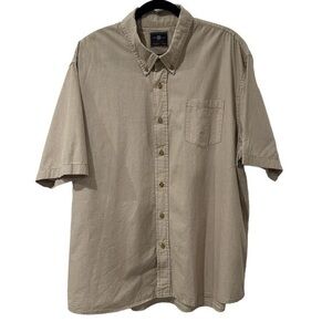 Wrangler Mens Shirt Tan White Small Plaid Button Up Short Sleeve Size 2XL